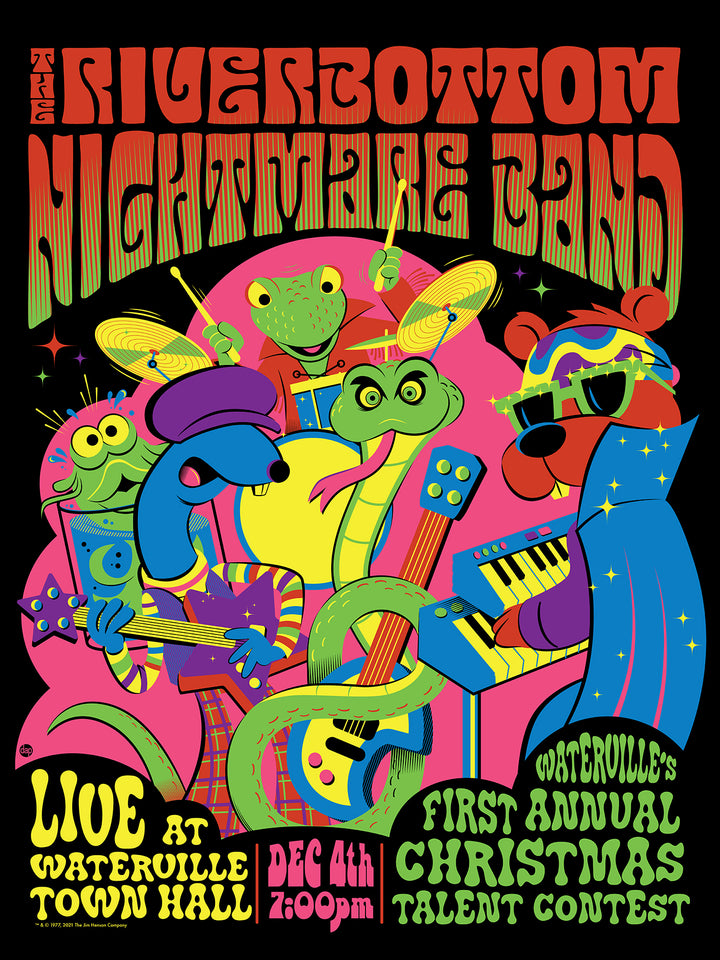 "Riverbottom Nightmare Band" Gig Poster by Dave Perillo - BLACKLIGHT VARIANT